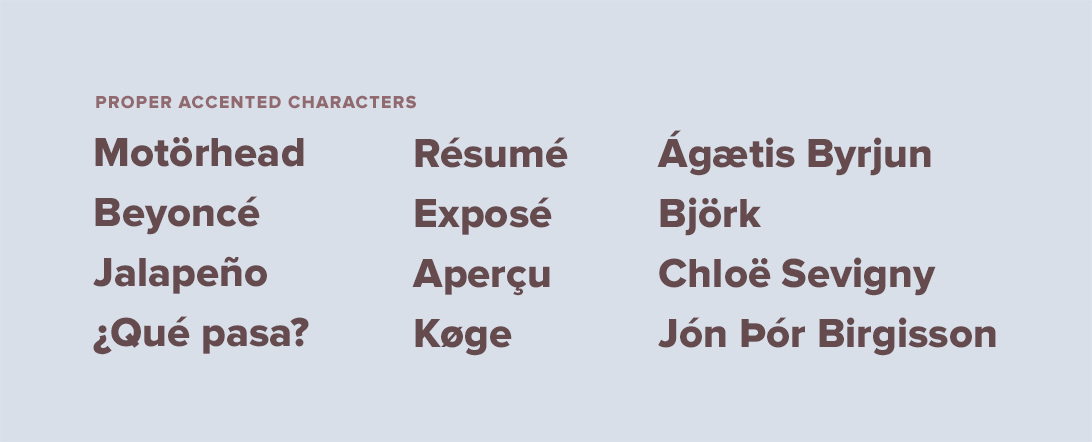 Accented characters